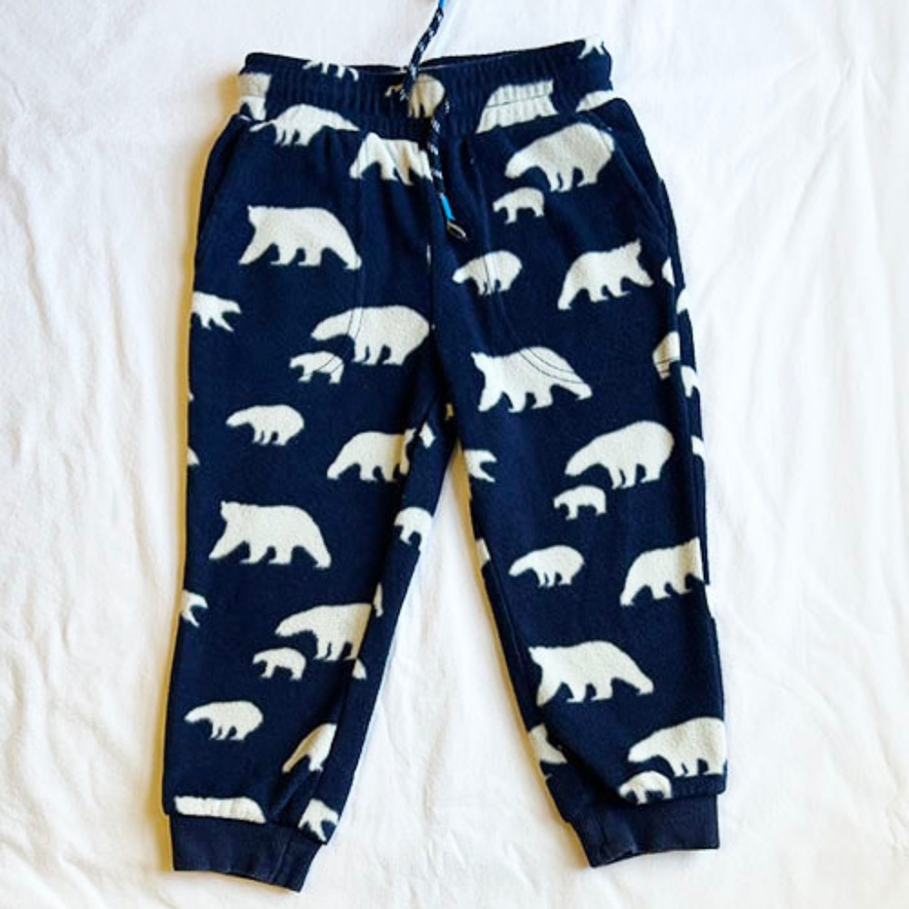 Mini Boden Polar Bear Fleece Drawstring Pants 18-24Mo